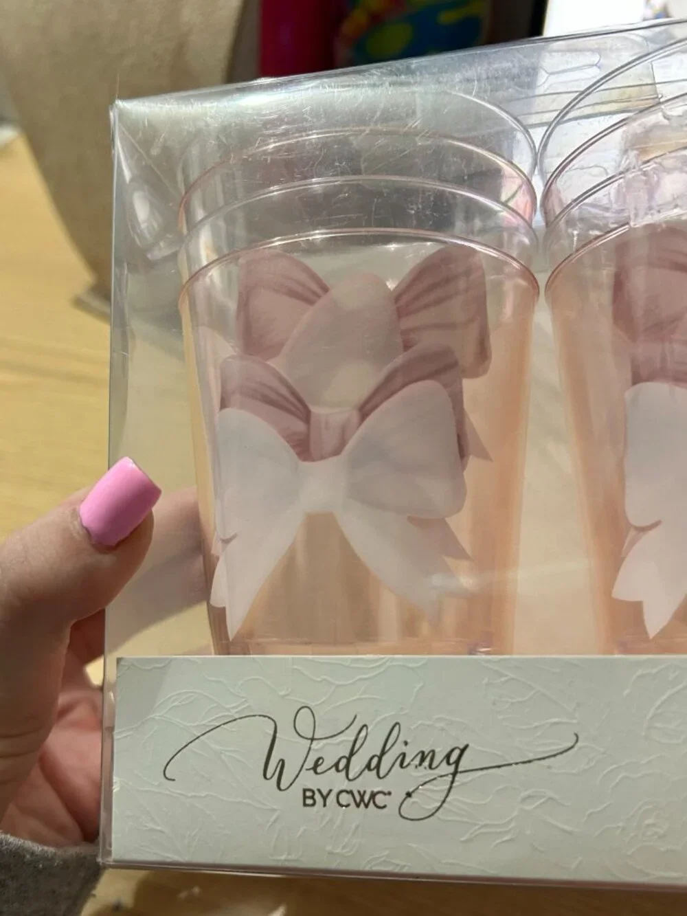 Wedding by CWC 8 Piece Plastic Cups Set Coquette Pink Bow Bridal Shower NIP